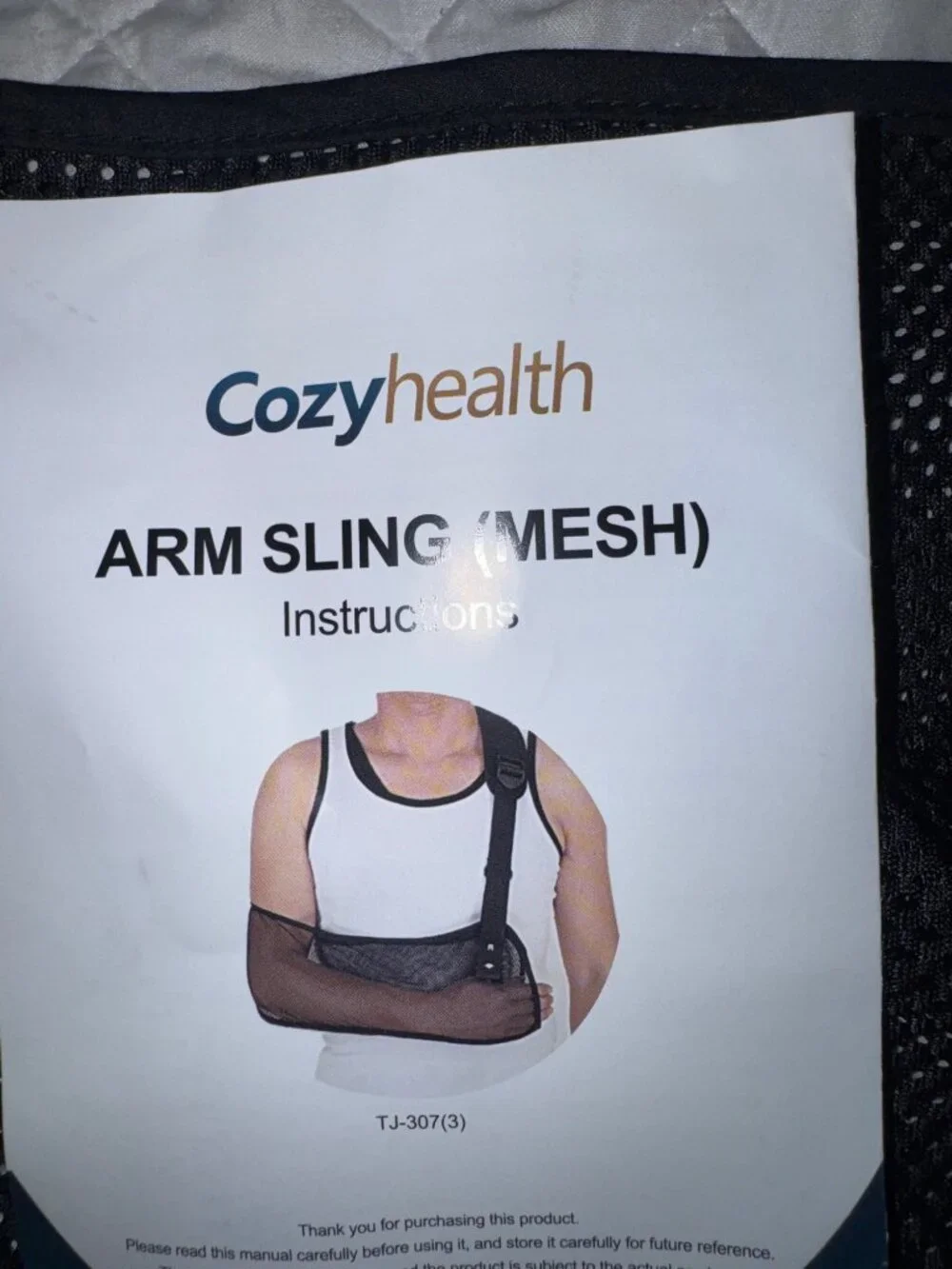 Black CozyHealth Adjustable Mesh Arm Sling Support